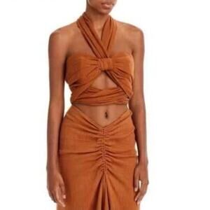 JUST BEE QUEEN Kim Crop Top In Rust Sz M/L $250 NWT